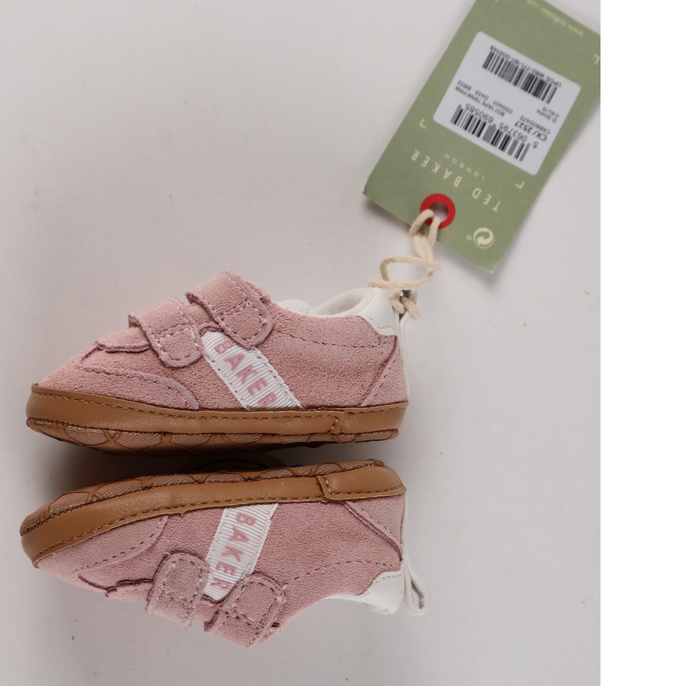 Ted Baker Baby Trainers BG1 Tape Trnr Pink Suede 0-3 Months NWT - Picture 2 of 5